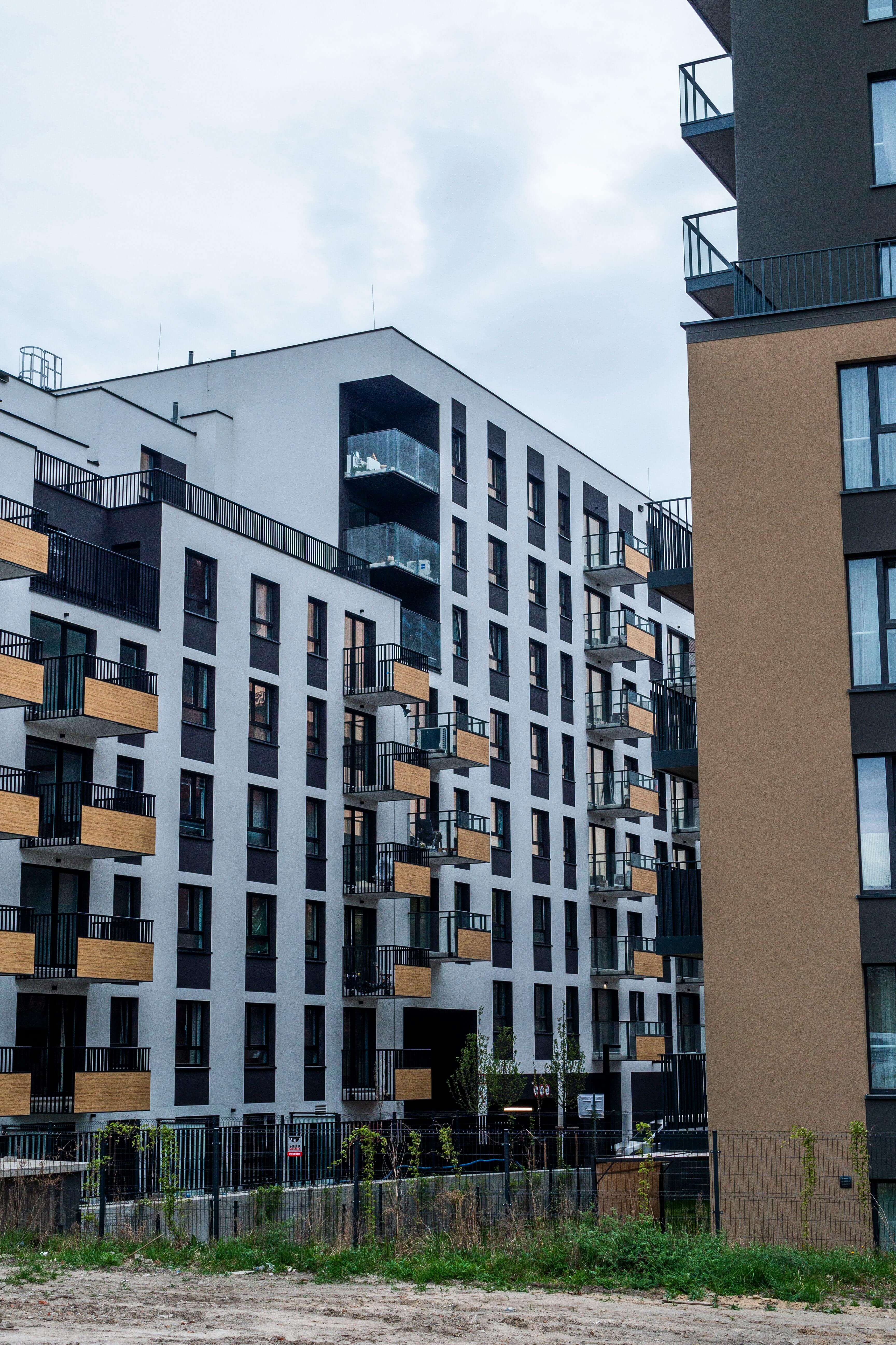 A completed multi-unit residential building